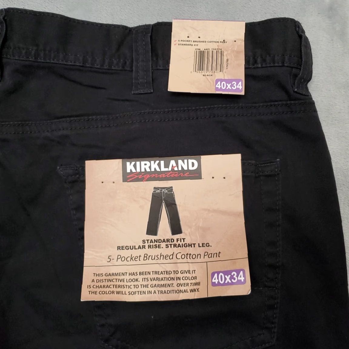 Vintage Kirkland Signature Pants Mens 40x34 Black Brushed Chino Standard Fit Comfort Size US 40 / EU 56 - 7 Thumbnail