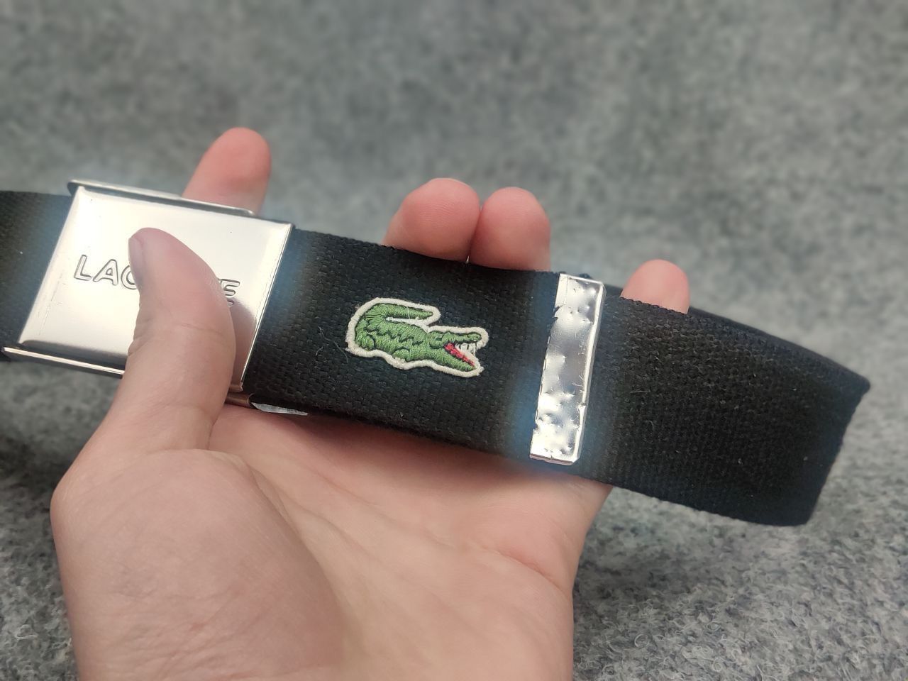Lacoste Vintage 90's Lacoste Black Alligator Canvas Buckle Belt Y2K Size ONE SIZE - 6 Thumbnail