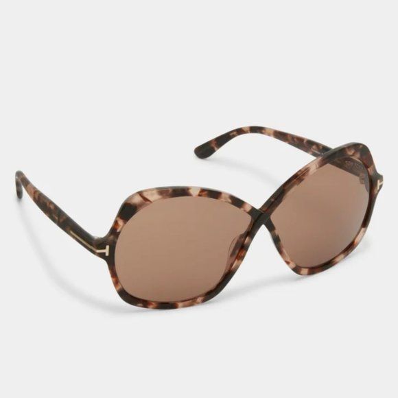 image of NWT Tom Ford Ft1013 - 55Y Rosemin Acetate Butterfly Sunglass in Brown, Women's