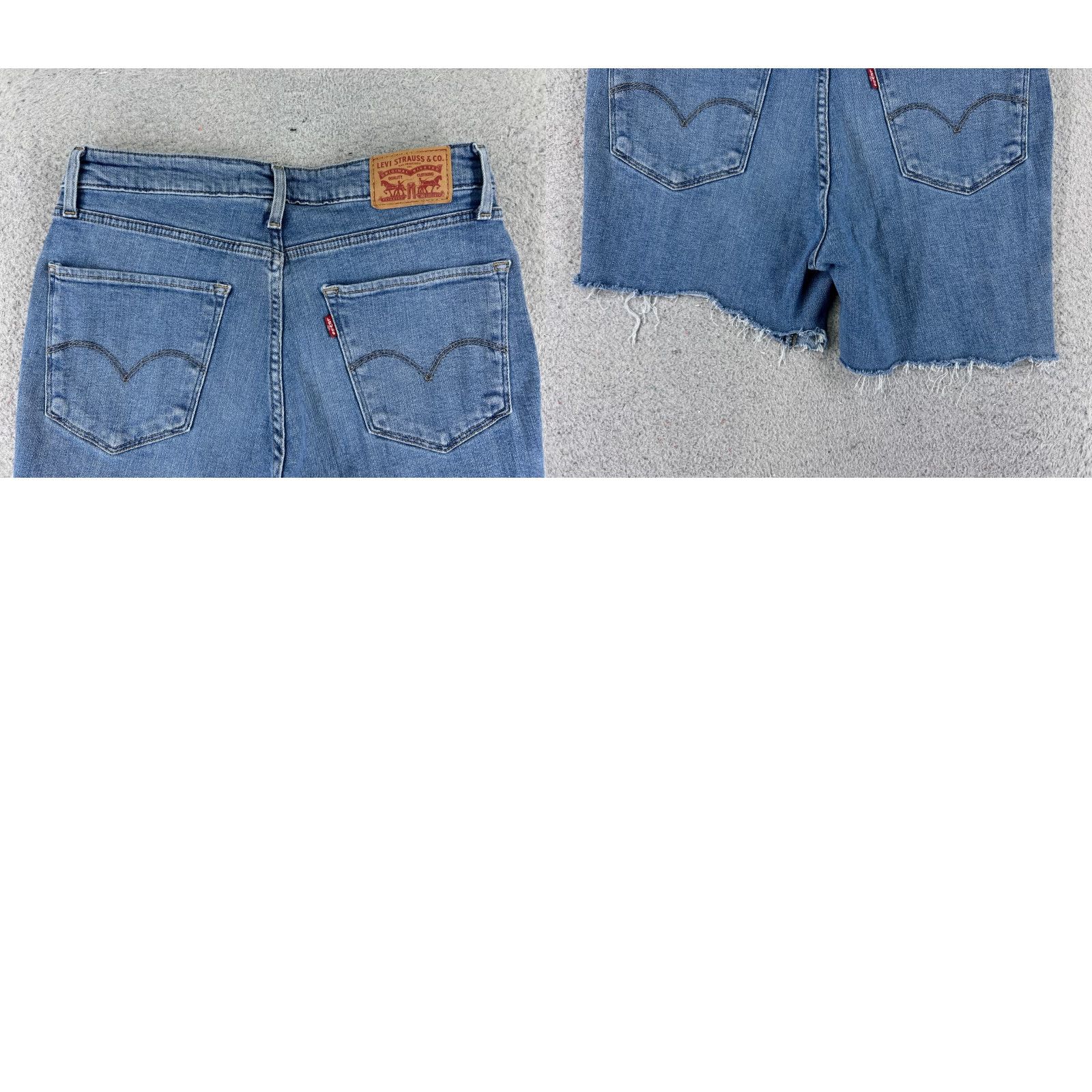 Levi's Levis Womens Short Denim 29 Blue 5-Pocket Distressed Cut-Off High Rise 721 Jeans Mid Rise Size 29" - 10 Thumbnail