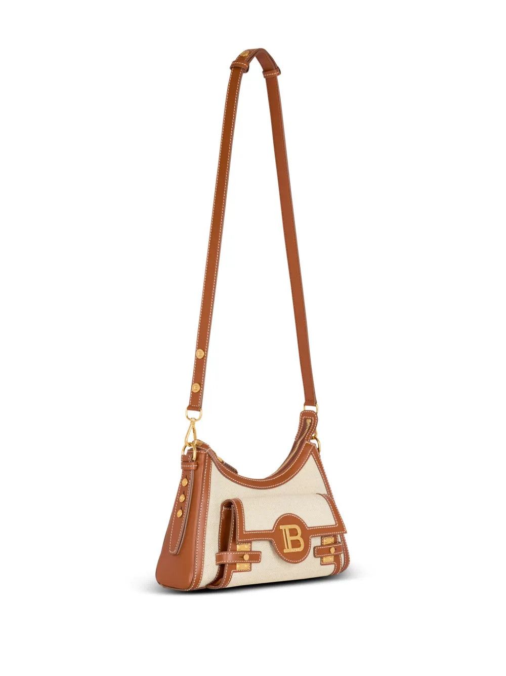 Balmain o1s1wg111225 Size:OS/B-Buzz Hobo Shoulder Bag in White/Brown Size ONE SIZE - 4 Thumbnail