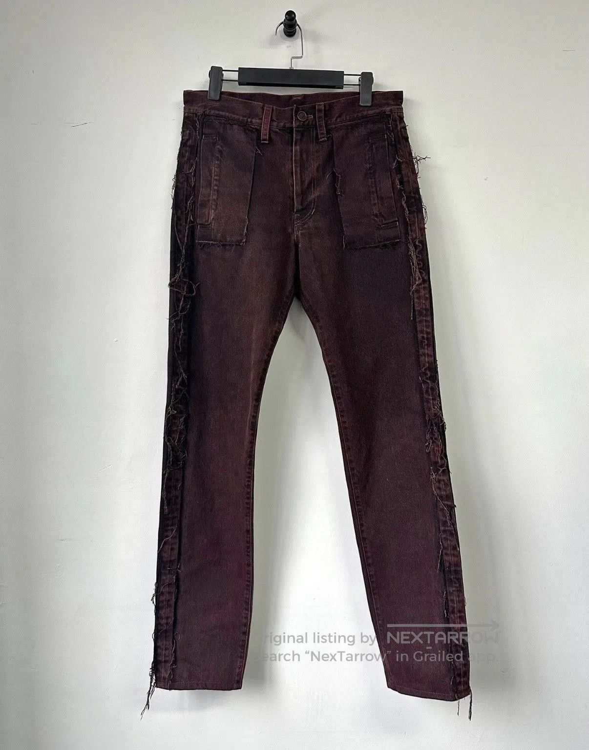 Yohji Yamamoto Red Distressed Denim Pants Size 32. Size US 32 / EU 48 - 1 Thumbnail