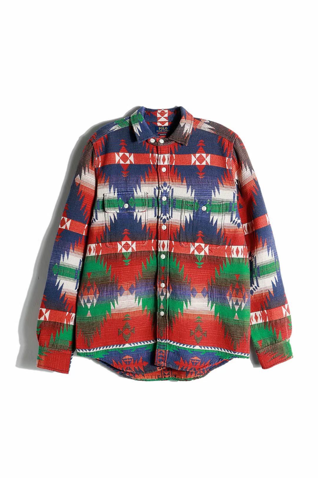 image of Polo Ralph Lauren Southwestern Jacquard Workshirt Button Shirt, Men's (Size Large)