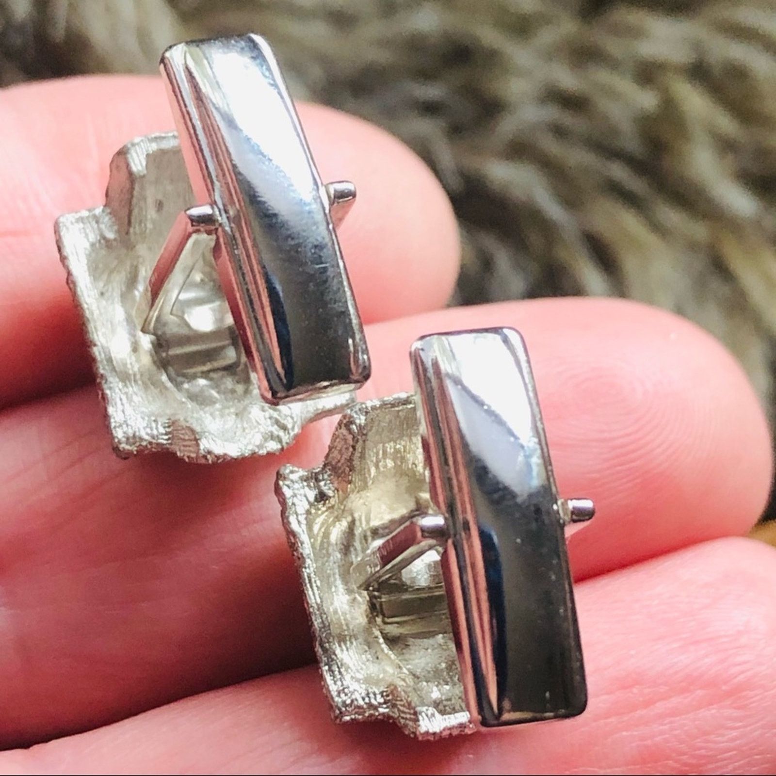 Vintage Vintage dome silver plated rough diamond cut cuff links Size ONE SIZE - 4 Thumbnail