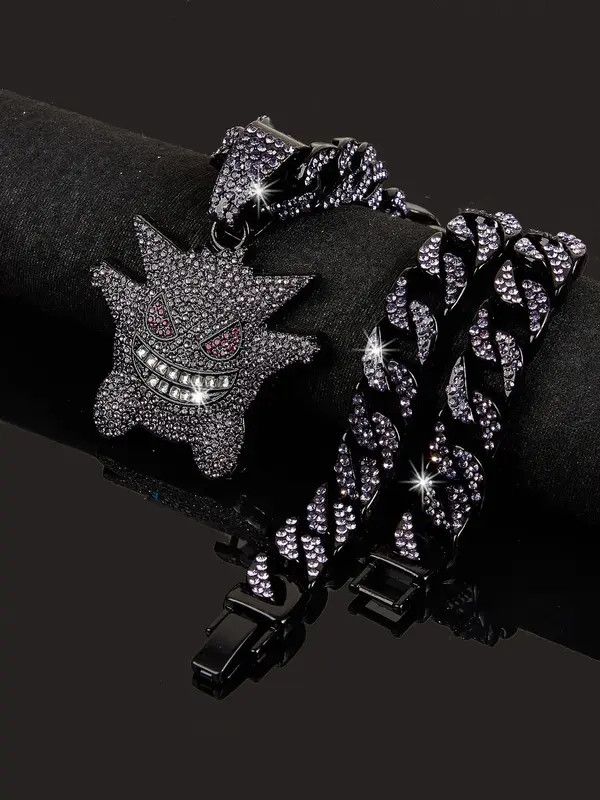 Jewelry Pokemon Purple Ice Cuban Necklace Size ONE SIZE - 1 Thumbnail