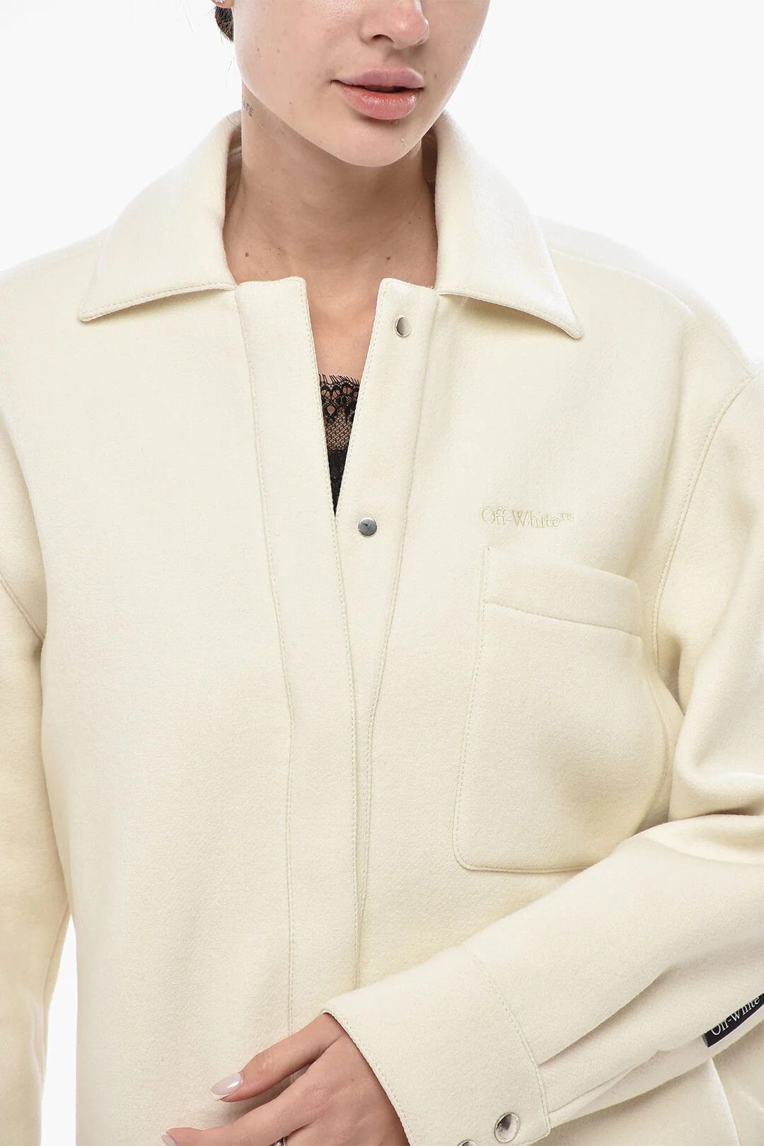 Off-White og1mm0426 Wool Overshirt Coat in White Size XS / US 0-2 / IT 36-38 - 3 Thumbnail
