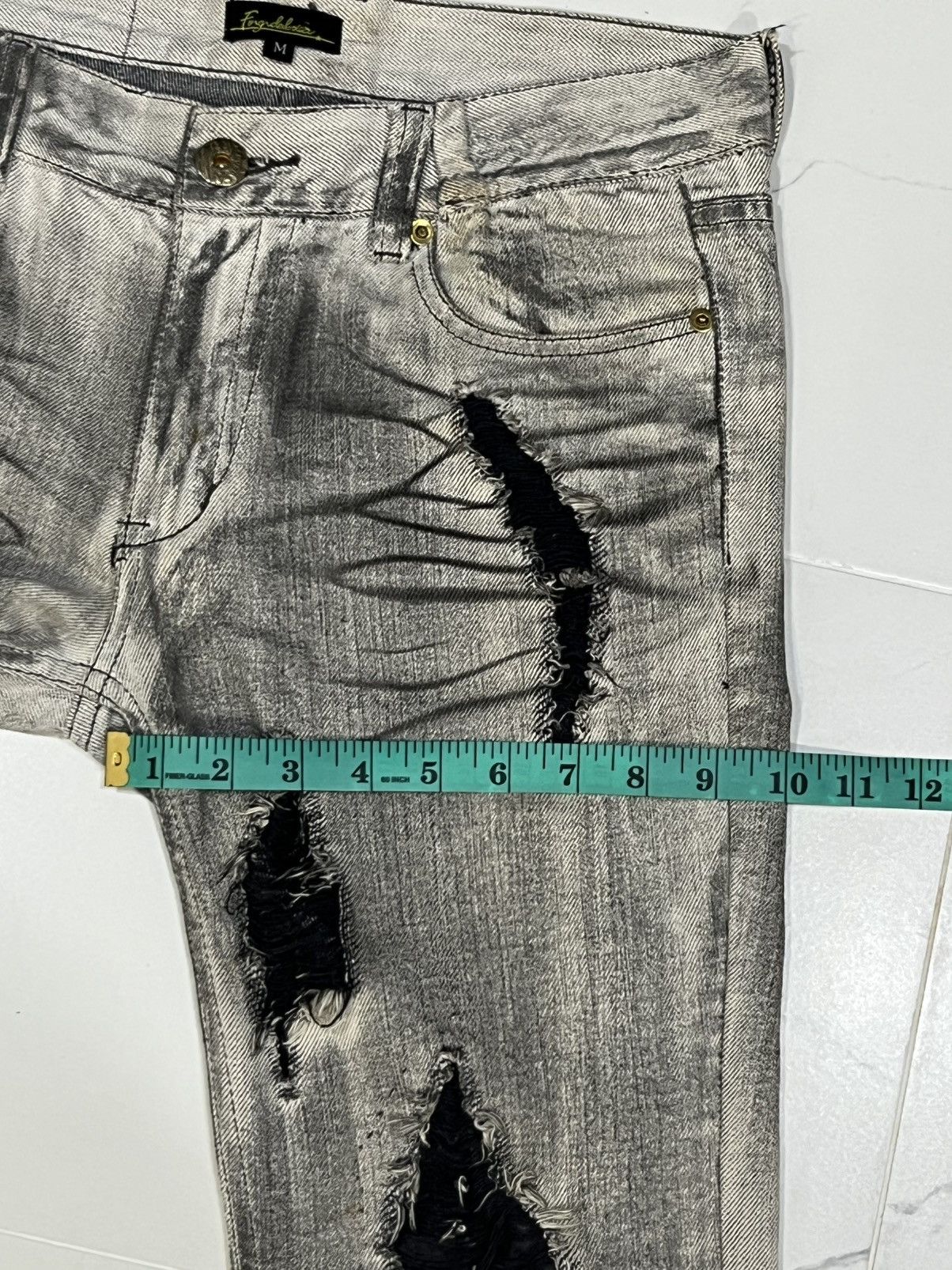 Japanese Brand FLARE💥Japan Brand Ripped Smoke Grey Flared Denim Jeans Size US 32 / EU 48 - 23 Thumbnail