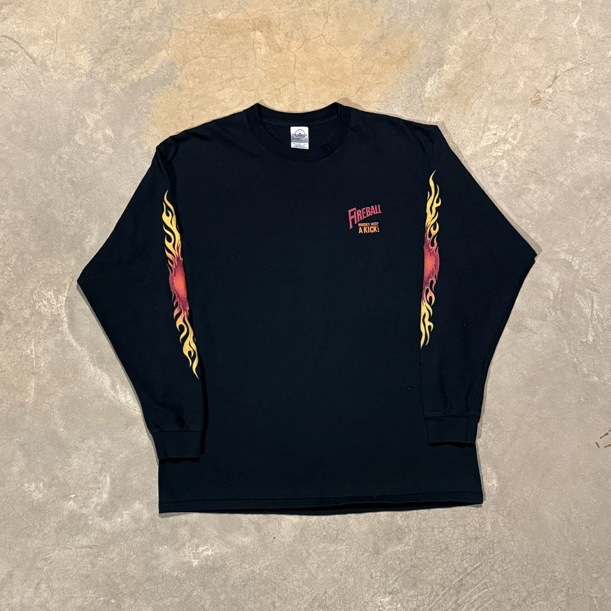 Vintage Vtg 2000s Flame Sleeve Fireball Whisky Shirt Grunge ERD Size US XL / EU 56 / 4 - 1 Thumbnail
