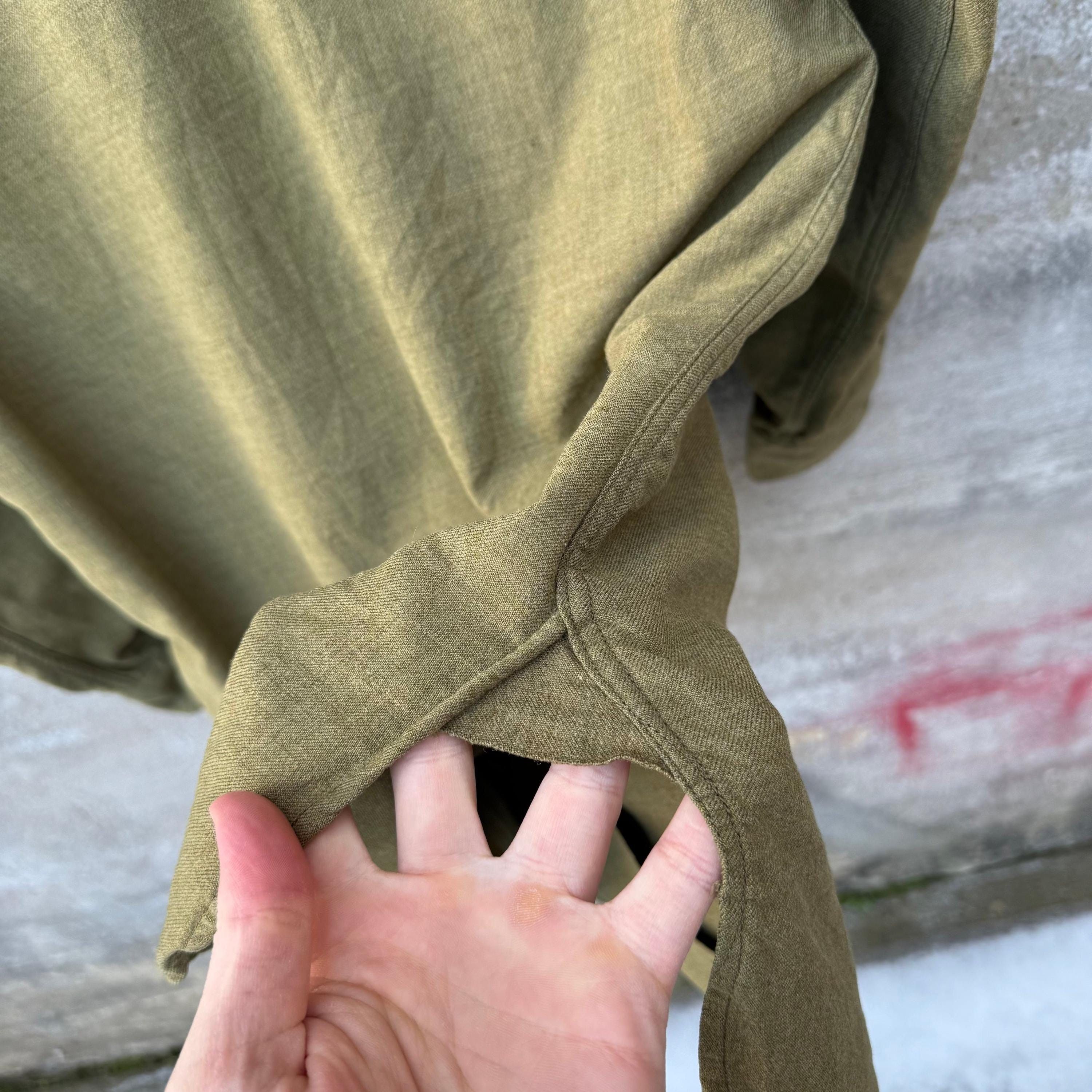 Vintage 40's US Military Tan Khaki Patched Button Down Shirt Size US M / EU 48-50 / 2 - 8 Thumbnail