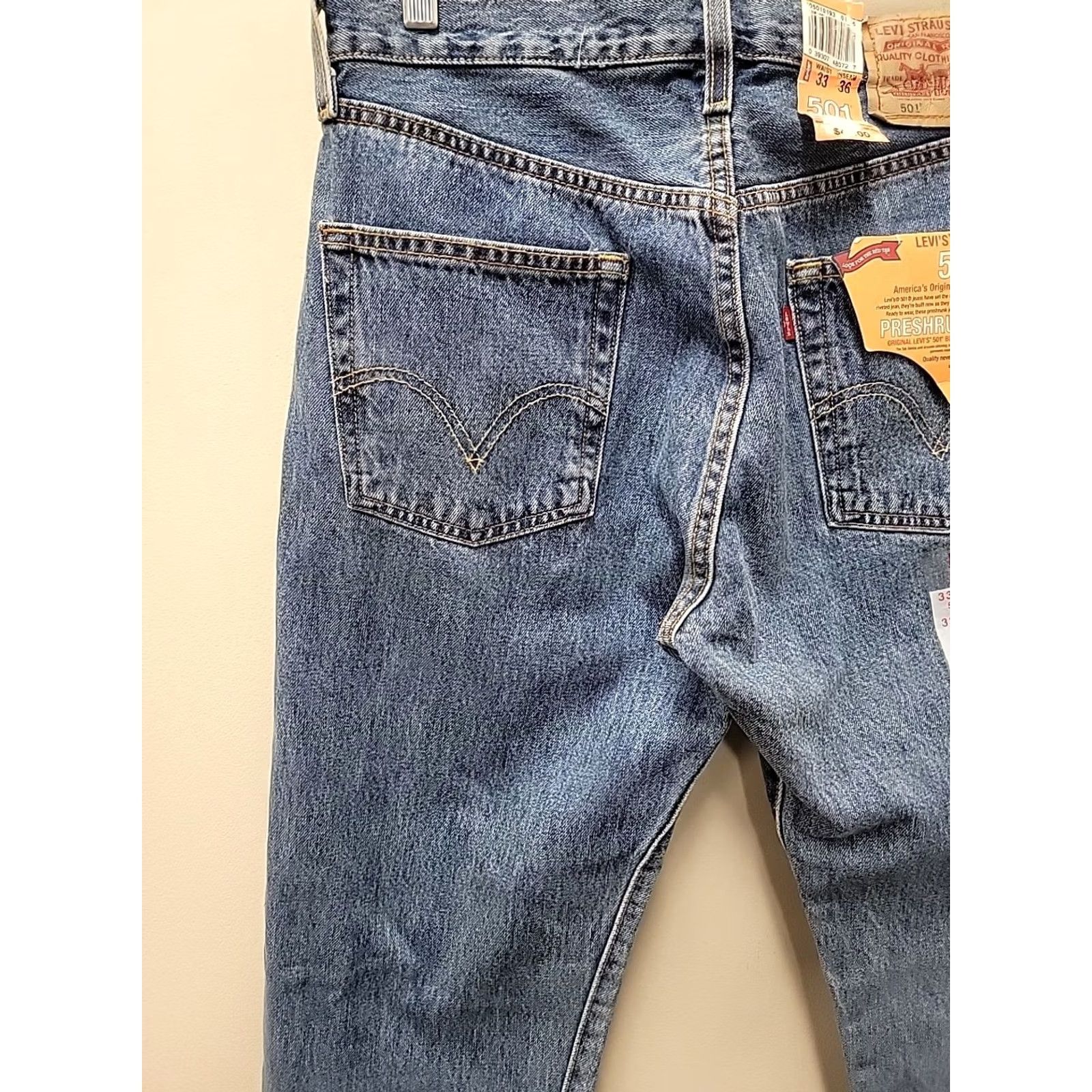 Levi's VINTAGE Levi's 501 Jeans Men 33x36 Blue Denim Straight 5-Pocket NWT Regular Cut Mid Rise Vintage Denim Jeans Mens Size US 33 - 6 Thumbnail