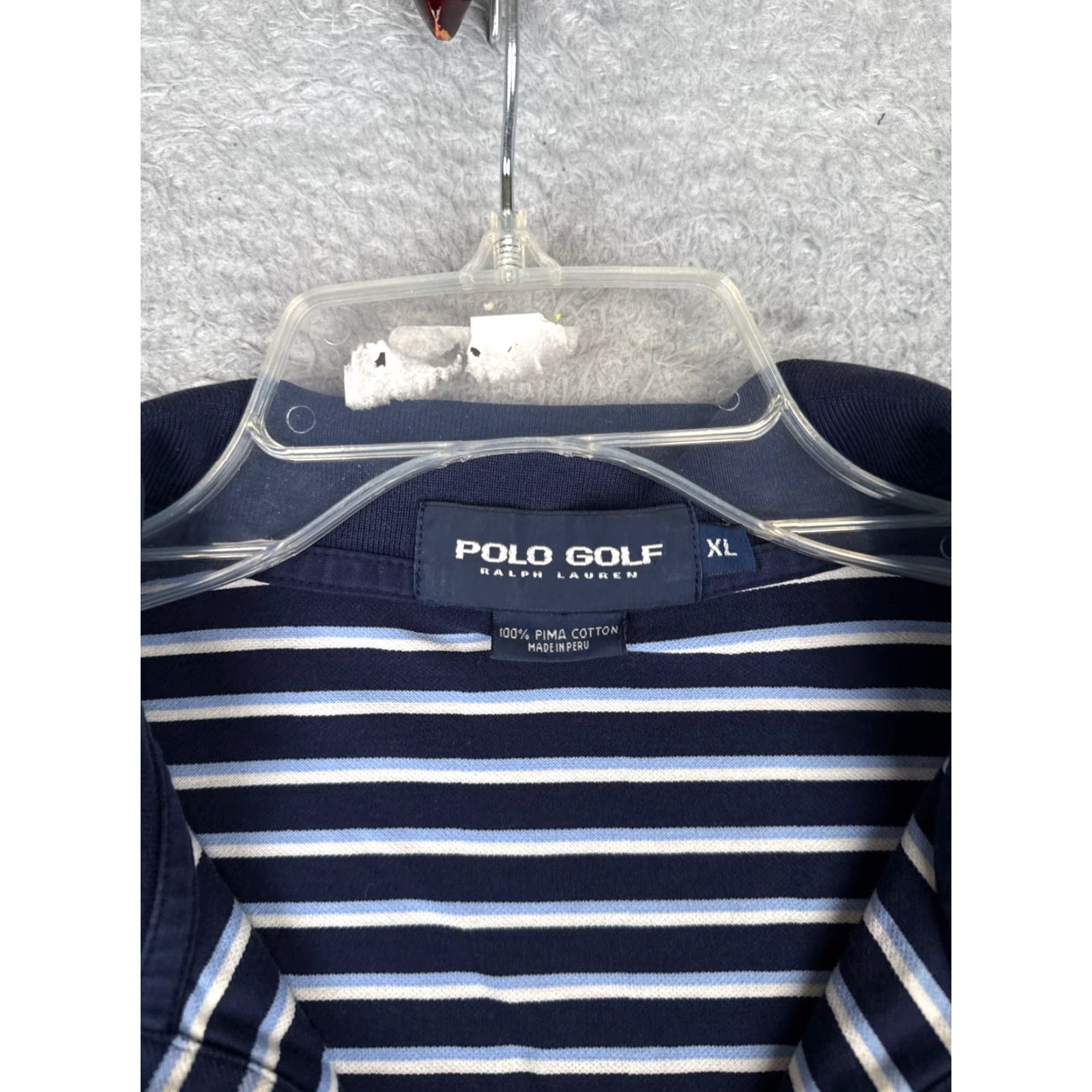 Ralph Lauren VINTAGE Ralph Lauren Polo Golf Shirt Men XL Blue Stripe Cotton Slim Fit Short Sleeve, 100% Cotton, Regular, Read Size US XL / EU 56 / 4 - 7 Thumbnail