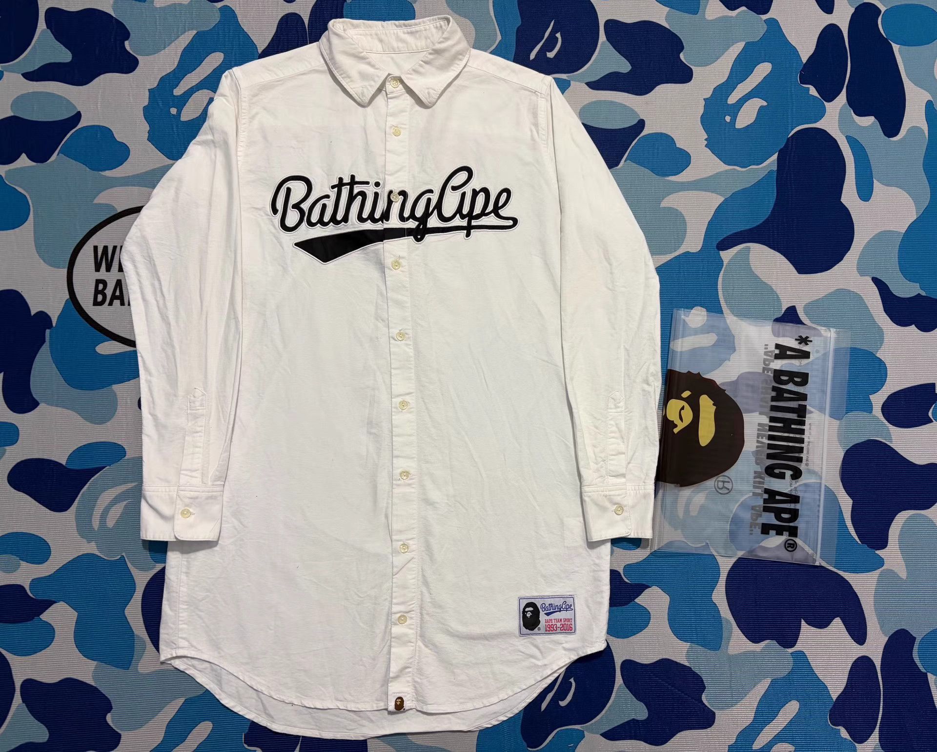 Bape Bape White Embroidered Shirt Size US S / EU 44-46 / 1 - 1 Thumbnail