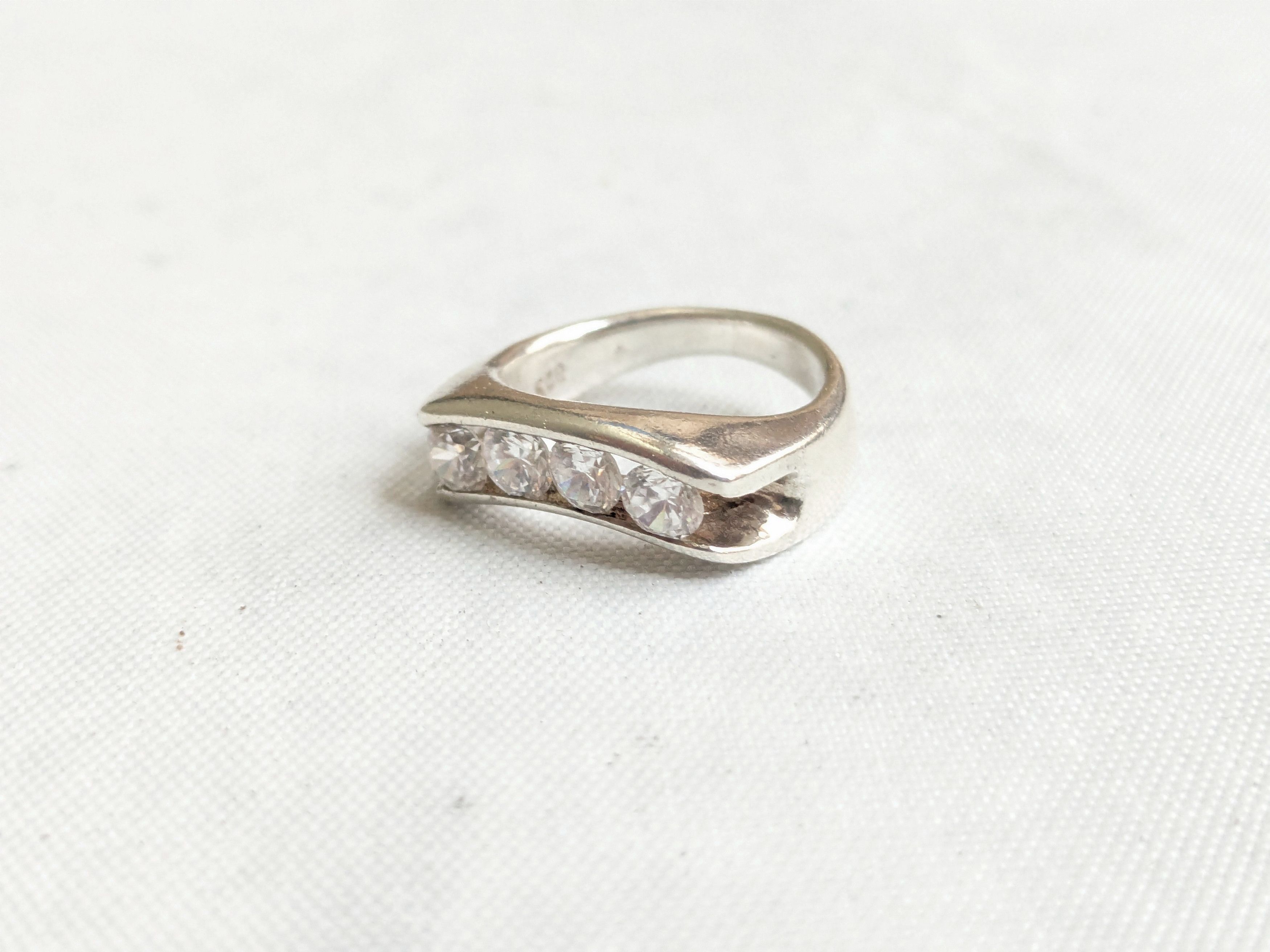 Jewelry Sterling Silver Ring CZ Channel Size 5 Clear Size ONE SIZE - 5 Thumbnail