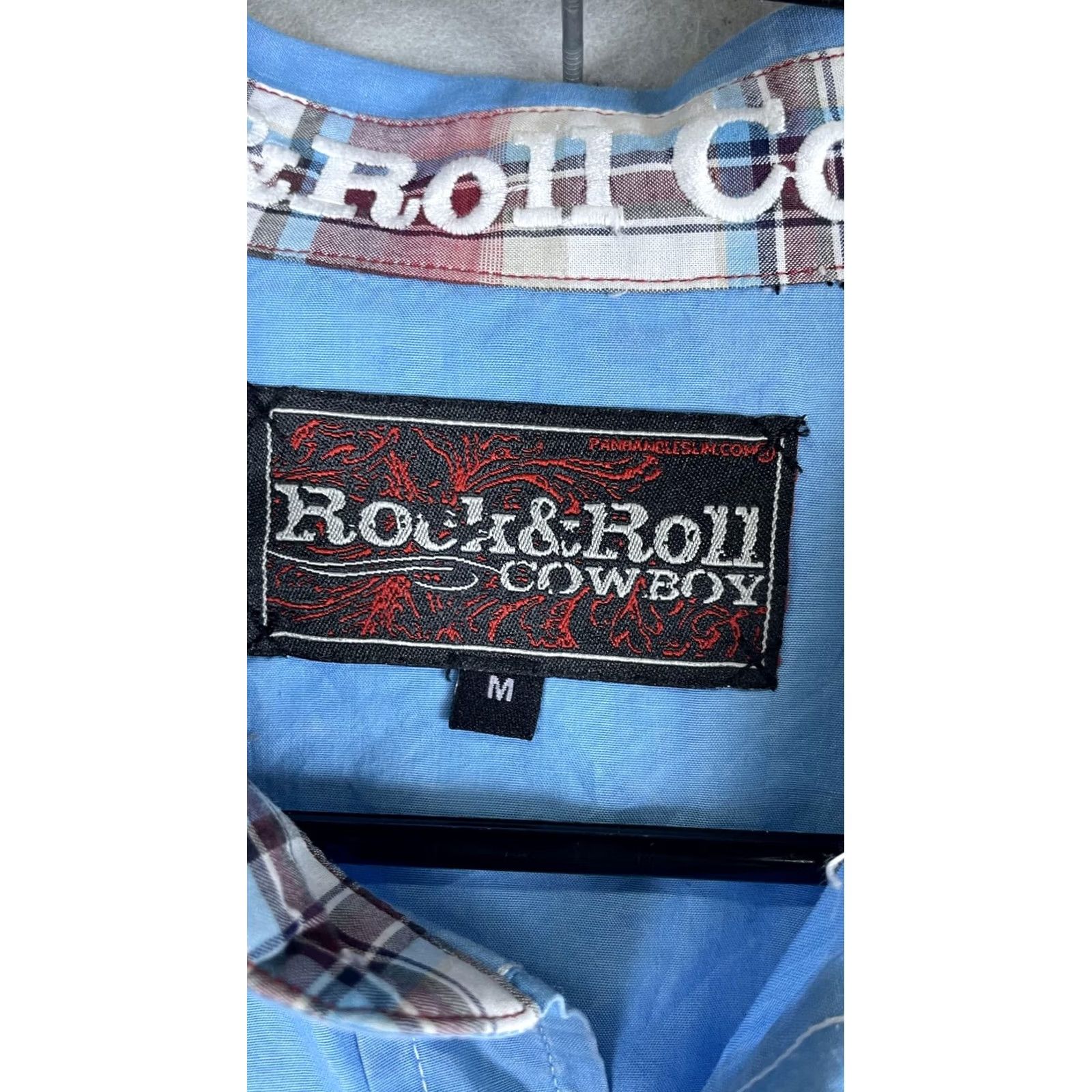 Vintage Rock & Roll Cowboy Shirt Men M Blue Solid Long Sleeve Snap Button Western Shirt Size US M / EU 48-50 / 2 - 2 Thumbnail