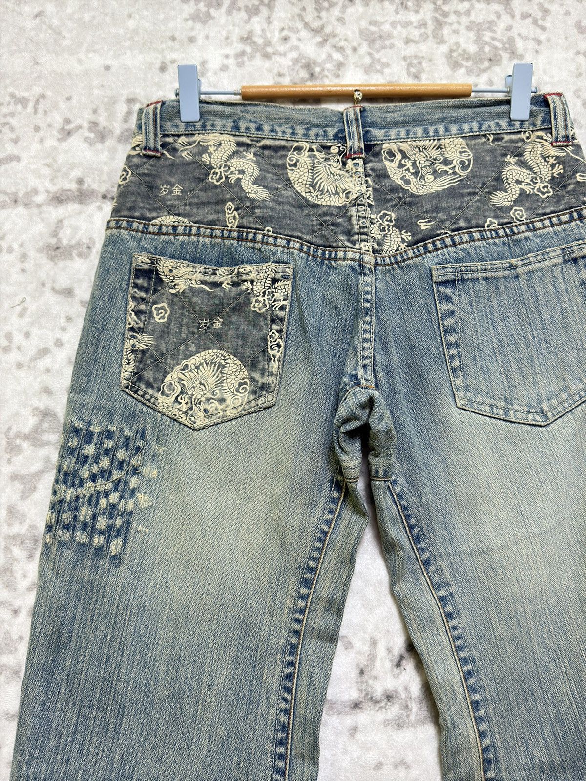 Hysteric Glamour Vintage Japan Dragon Tattoo Fabric Patch Muddy Wash Size US 30 / EU 46 - 9 Thumbnail