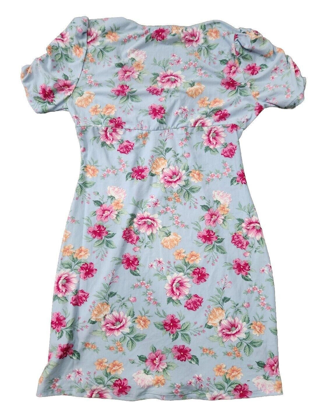 Designer No Comment Dress Extra Large Blue Floral 90s Sweetheart Size XL / US 12-14 / IT 48-50 - 2 Thumbnail