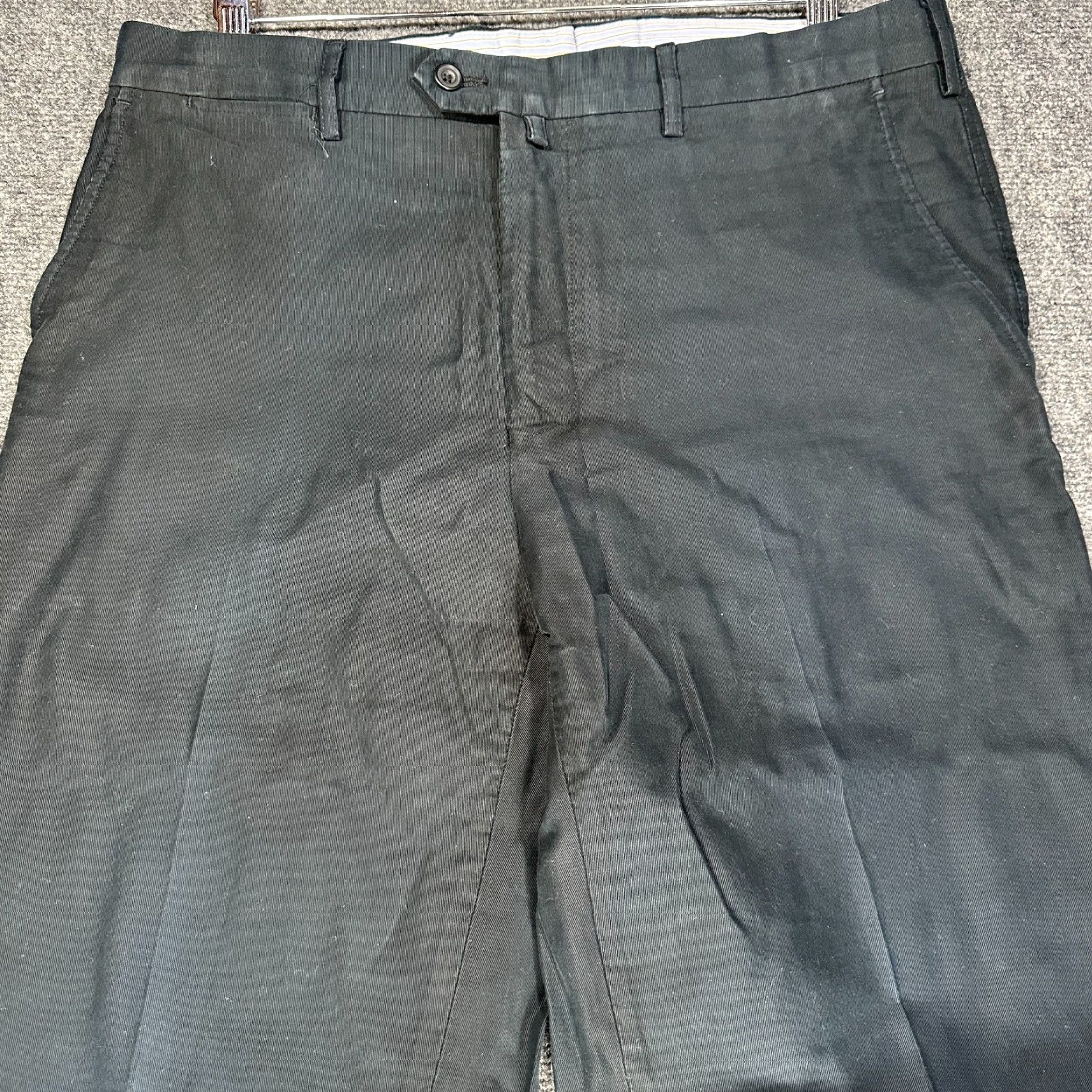Faconnable Façonnable Pants Mens 34 Straight Leg Chino Blue Cotton Flat Front Pockets Size US 34 / EU 50 - 3 Thumbnail
