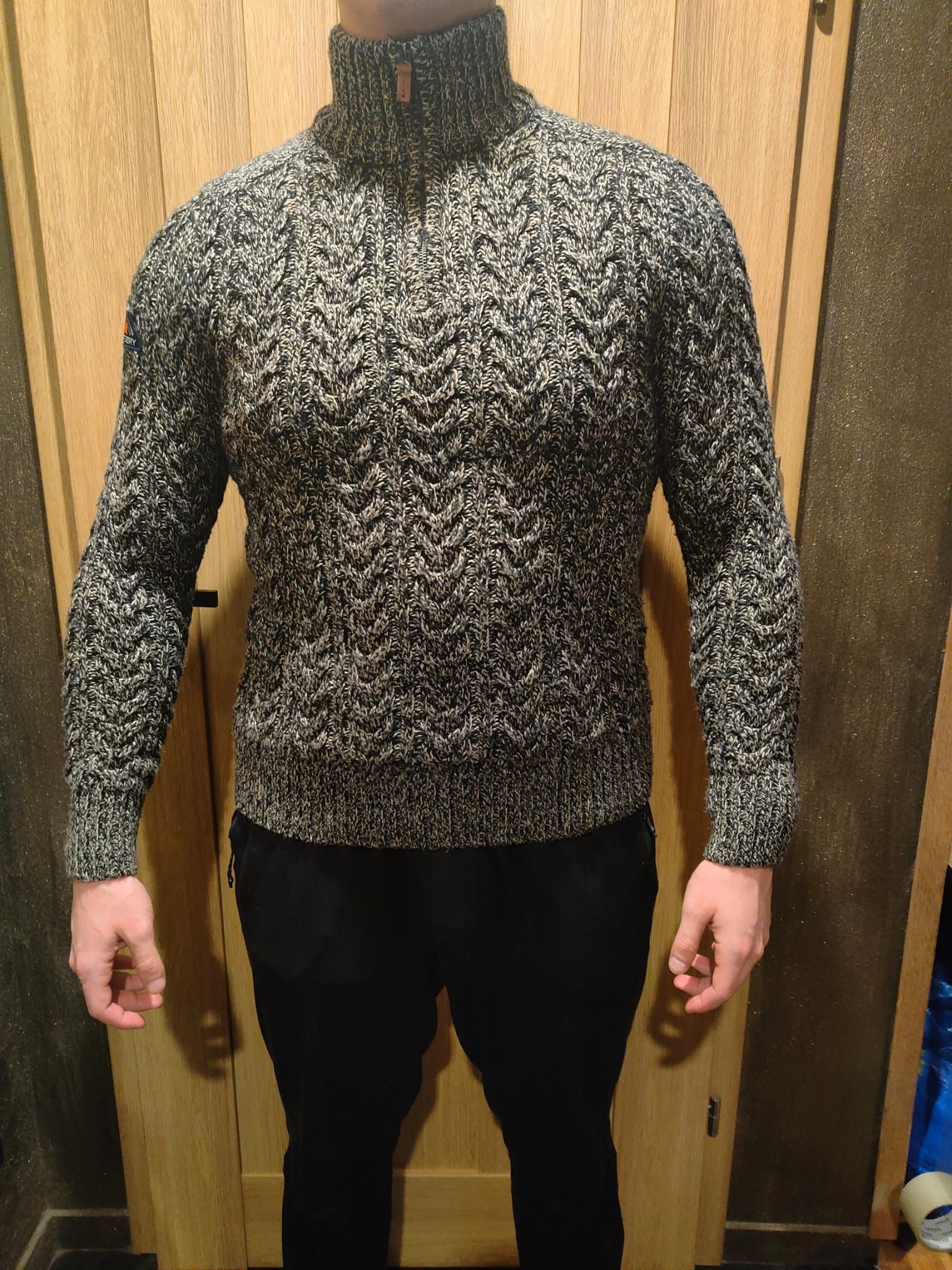 Japanese Brand × Superdry × Vintage Grey/Black and White Cable Knit Sweater /Superdry Size US S / EU 44-46 / 1 - 1 Thumbnail