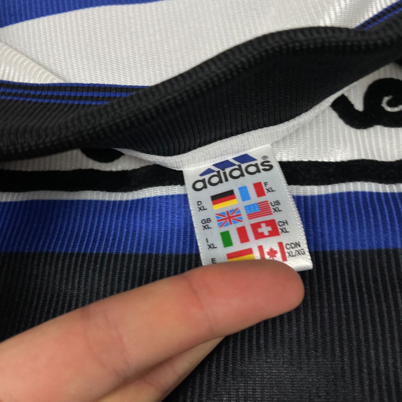 Adidas × Vintage Adidas Mens White Black Stripe Duingen Sports Club Jersey XL Size US XL / EU 56 / 4 - 7 Thumbnail