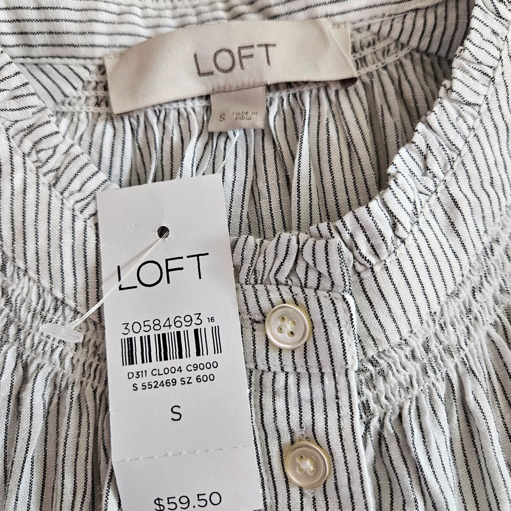 Loft LOFT Ann Taylor Womens Button Up Top Sz S Black White Stripe Rayon Shirt Womens Size S / US 4 / IT 40 - 5 Thumbnail