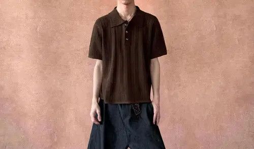 VIBE Brown Knit Polo Shirt Size US L / EU 52-54 / 3 - 7 Thumbnail
