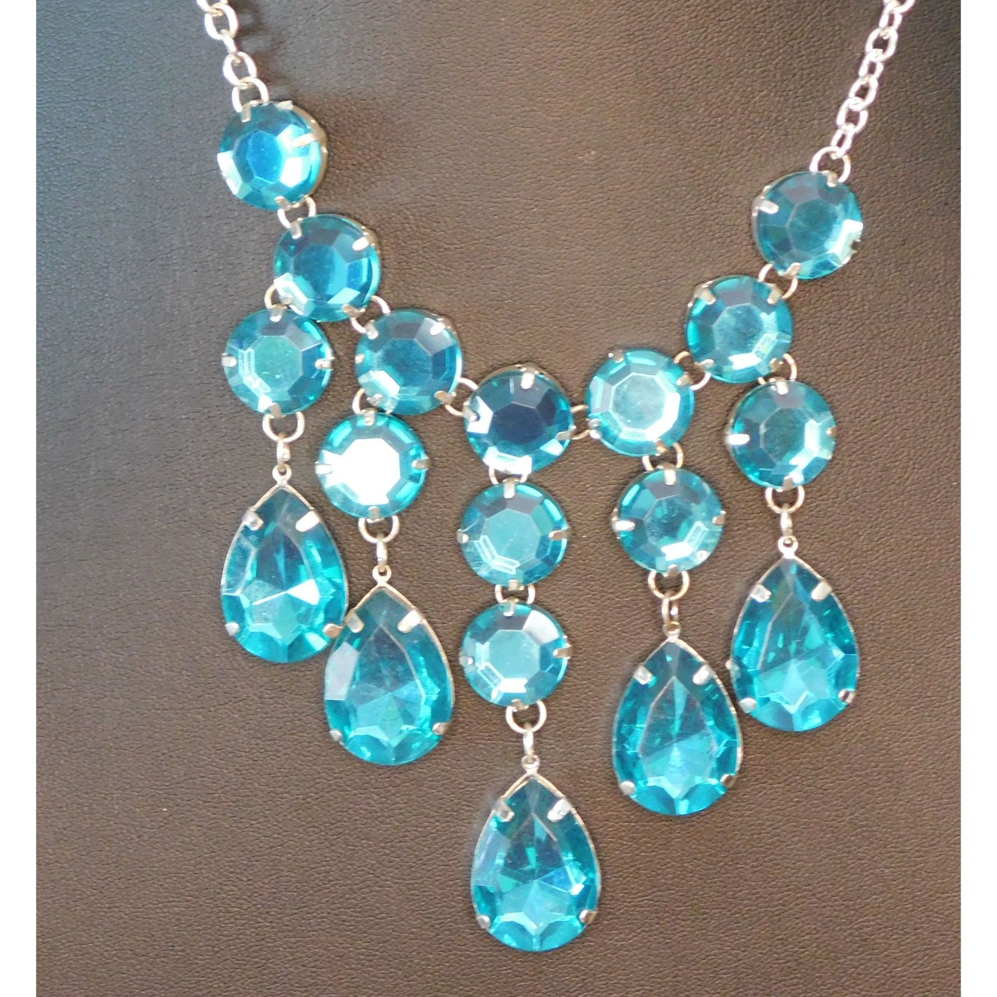 Other Blue Fantasy Sparkling Gem Costume Necklace Size ONE SIZE - 1 Thumbnail