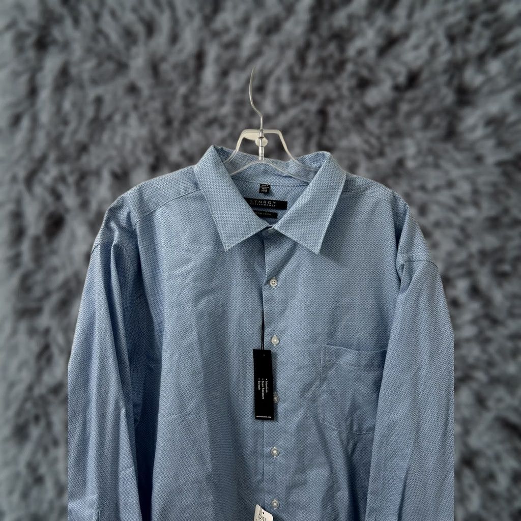 Vintage Synrgy Performance Shirt Mens Blue Geometric Dress Shirt NWT 18.5 34/35 Button Up Size US XXL / EU 58 / 5 - 1 Thumbnail