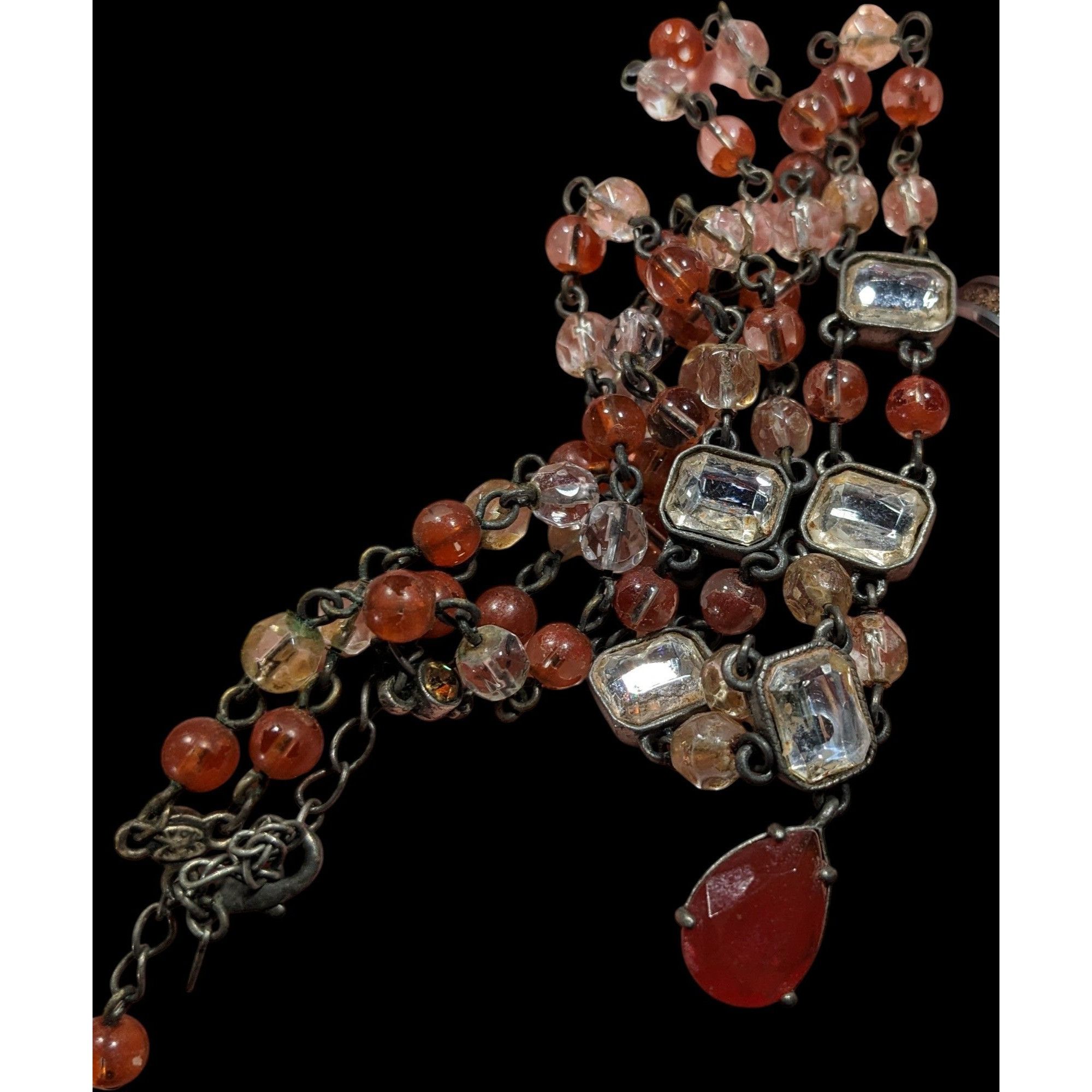 Other Vintage Avon 80s Clear And Brown Beaded Gemmed Necklace Size ONE SIZE - 5 Thumbnail