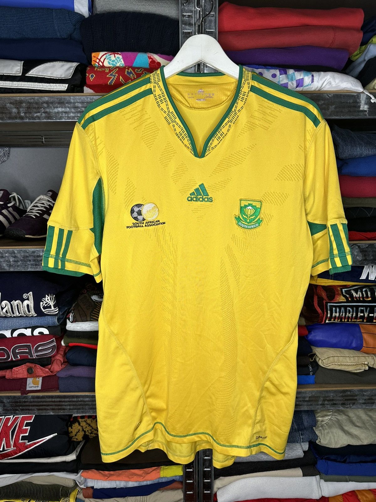 Pre-owned Adidas X Soccer Jersey Blokecore Adidas South Africa 2010 Drill Y2k Football Shirt In Yellow Green