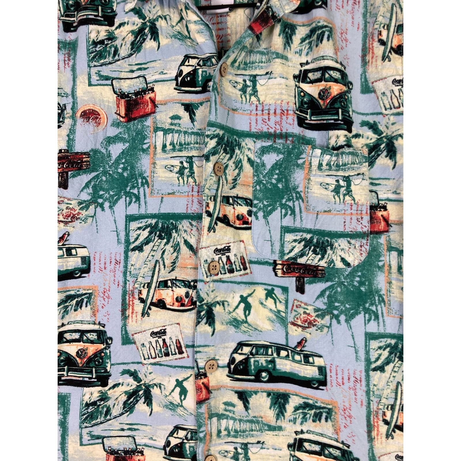 Coca Cola Coca-Cola Men's Hawaiian Button-Up Shirt VW Bus Print Size S Size US S / EU 44-46 / 1 - 5 Thumbnail