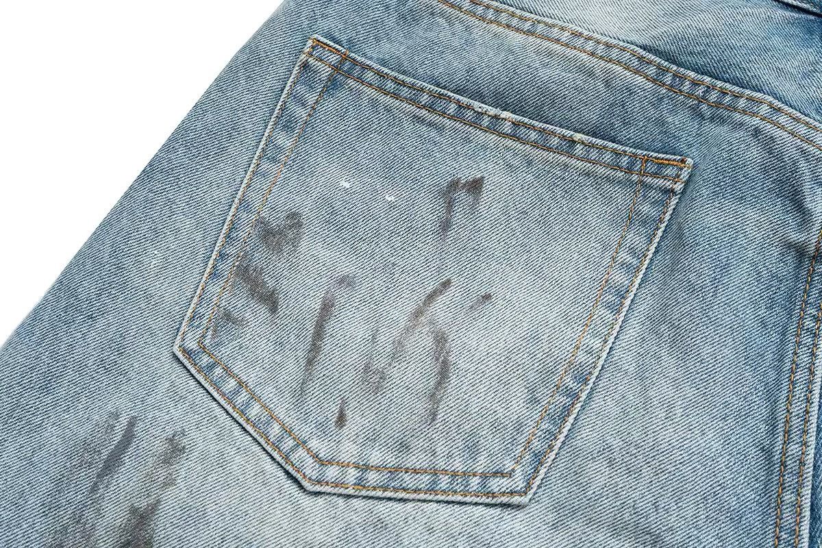 Japanese Brand × Vintage Ink Splashed Hand-painted Denim Shorts Size US 33 - 8 Thumbnail