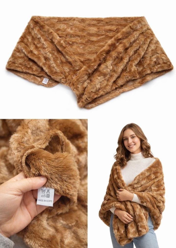Other Elegant Women's Faux Fur Shawl – Pre-owned Soft Winter Wrap Size ONE SIZE - 1 Thumbnail