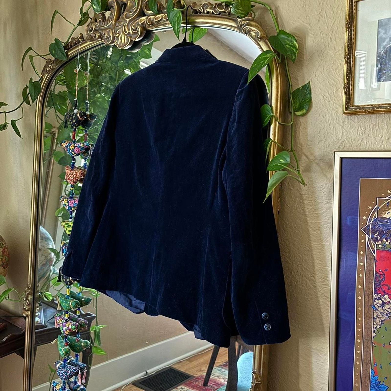 Vintage Vintage 1990s Toffee Blue Velvet Blazer 14 Retro Preppy Chic Size XL / US 12-14 / IT 48-50 - 5 Thumbnail