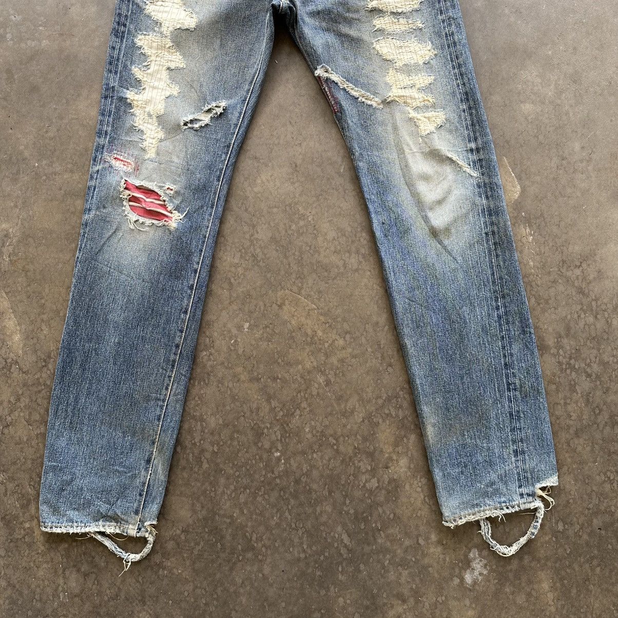 If Six Was Nine Vintage Japanese Distressed Faded Denim Jean Pant W33 Size US 33 - 2 Thumbnail