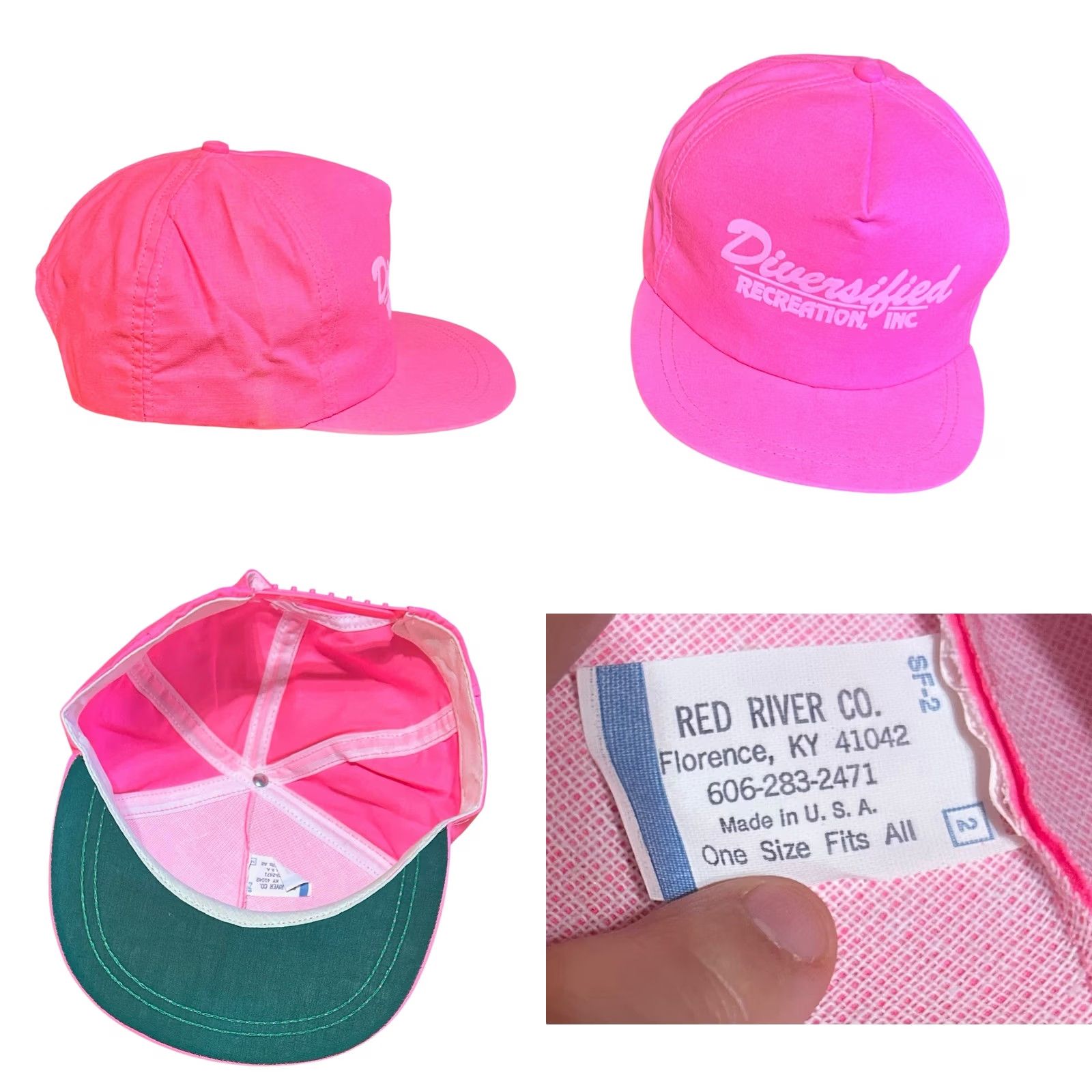 Pinko VINTAGE Diversified Recreation Inc Neon Pink Trucker Hat Baseball Cap Snapback Men's VTG Hat Size ONE SIZE - 8 Thumbnail