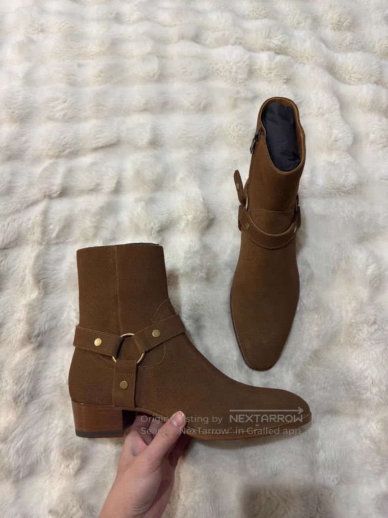 Saint Laurent Paris Saint Laurent Paris Suede Chelsea Boots with Buckle Size US 12 / EU 45 - 2 Thumbnail