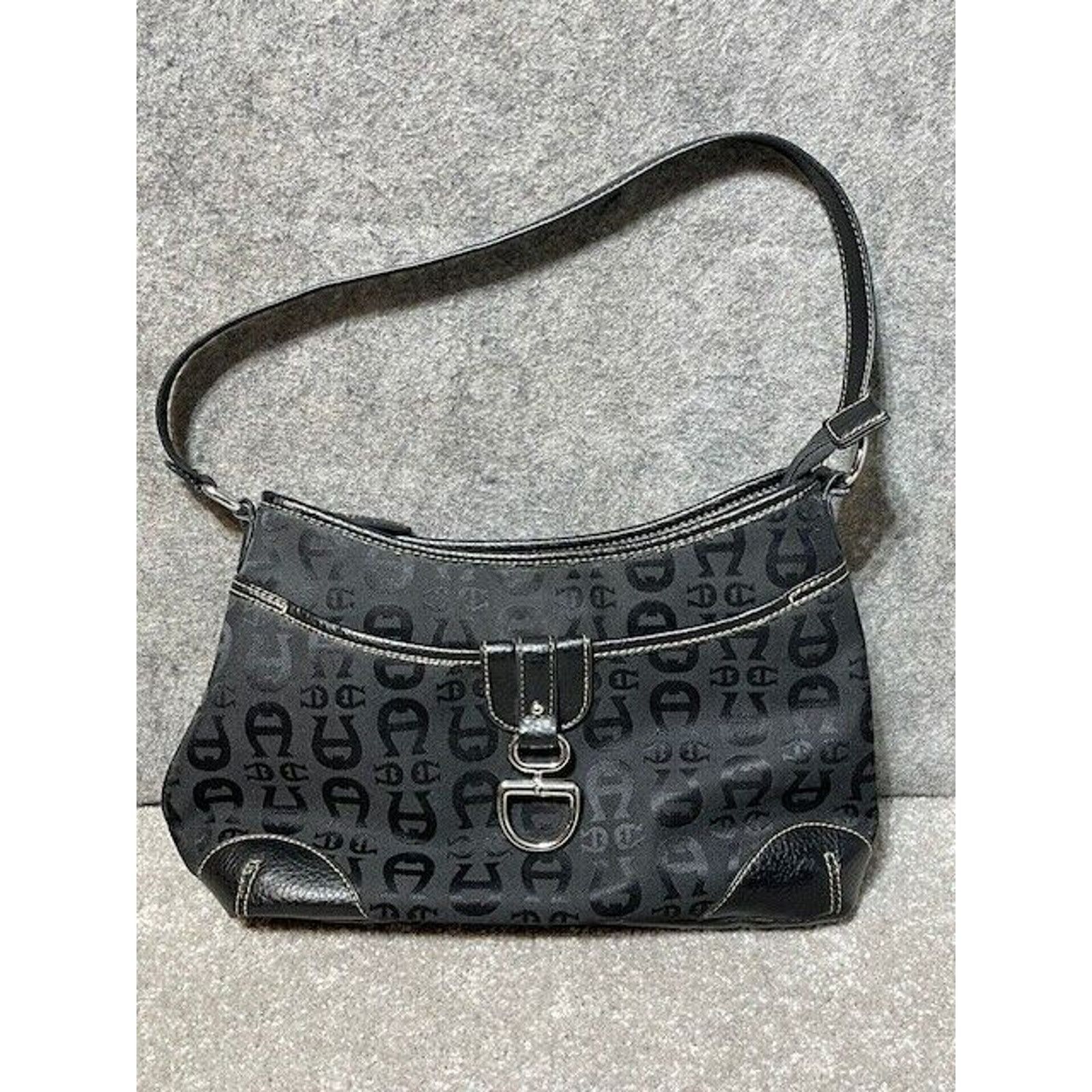 Etienne Aigner Etienne Aigner Handbag Black Logo Purse 13in