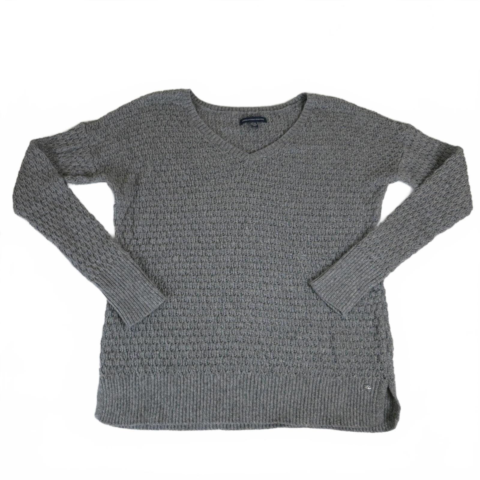American Eagle Outfitters Women's Small American Eagle Outfitters Gray V-Neck Sweater Size S / US 4 / IT 40 - 2 Thumbnail