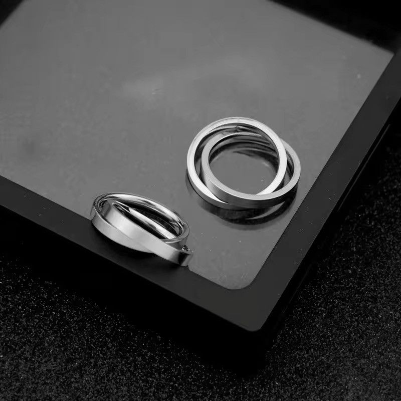 Jewelry Retro punk stainless steel double ring Size ONE SIZE - 3 Thumbnail