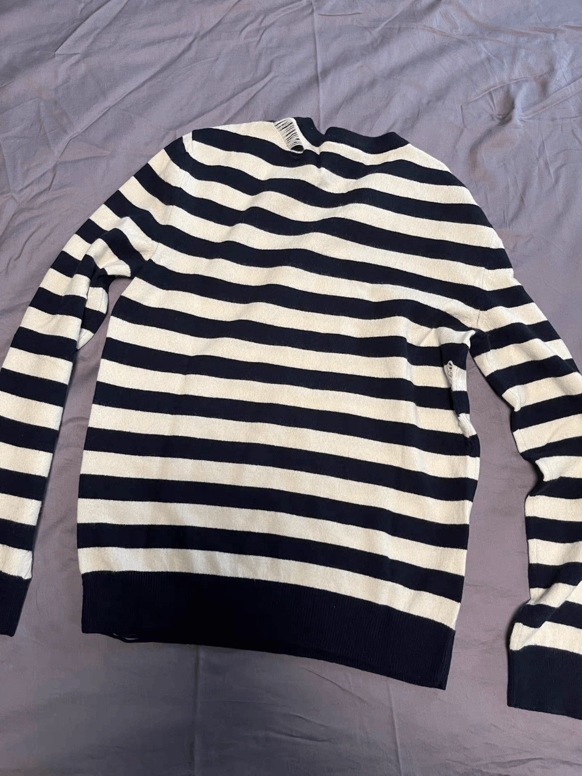 Saint Laurent Paris Saint Laurent Paris 16AW Distressed Stripe Knitwear Size US S / EU 44-46 / 1 - 2 Thumbnail