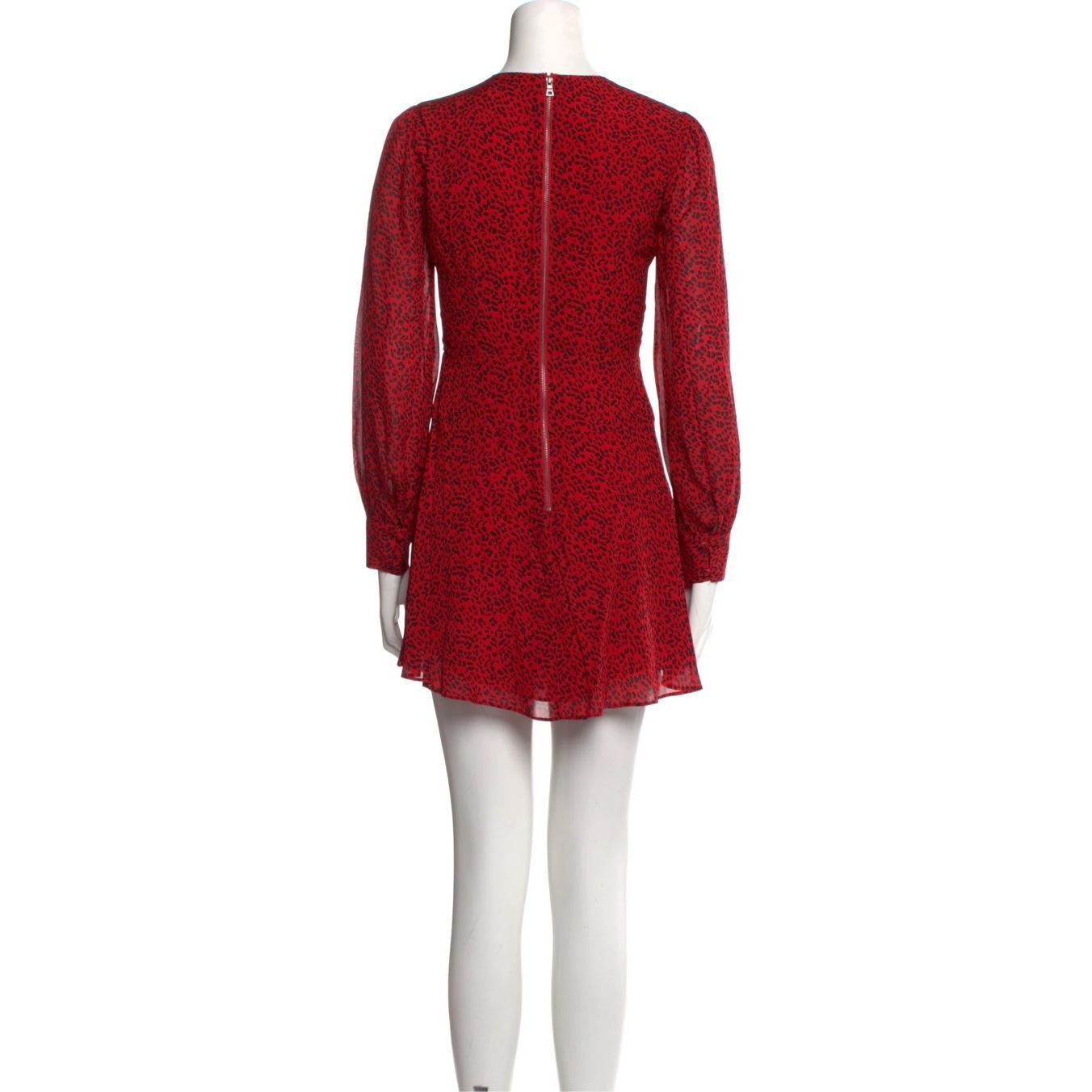 Alice + Olivia Alice + Olivia Red Animal Print V-Neck Mini Dress XS – Long Size XS / US 0-2 / IT 36-38 - 2 Thumbnail