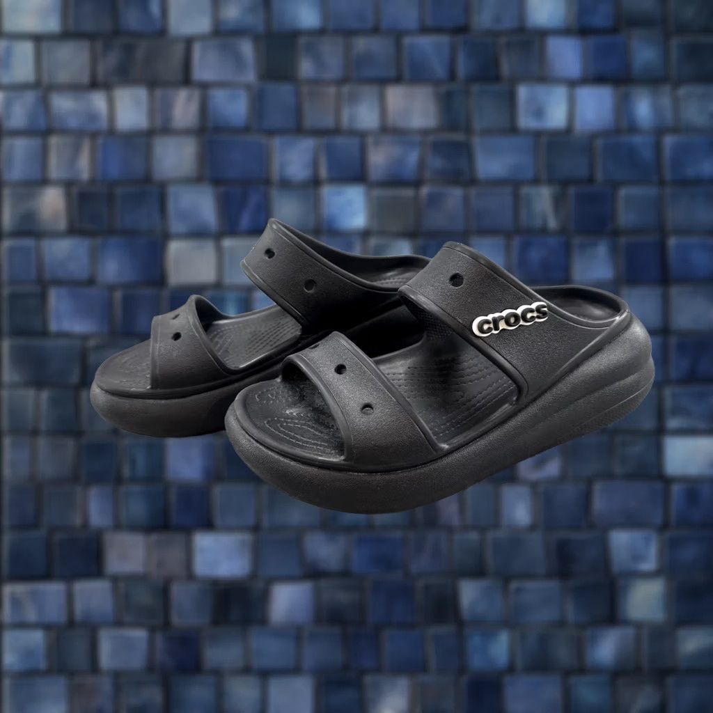 Crocs VINTAGE Crocs Crush Sandal Platform Slides Black Womens 9 Mens 7 Iconic Comfort EUC Size US 9 / IT 39 - 1 Thumbnail