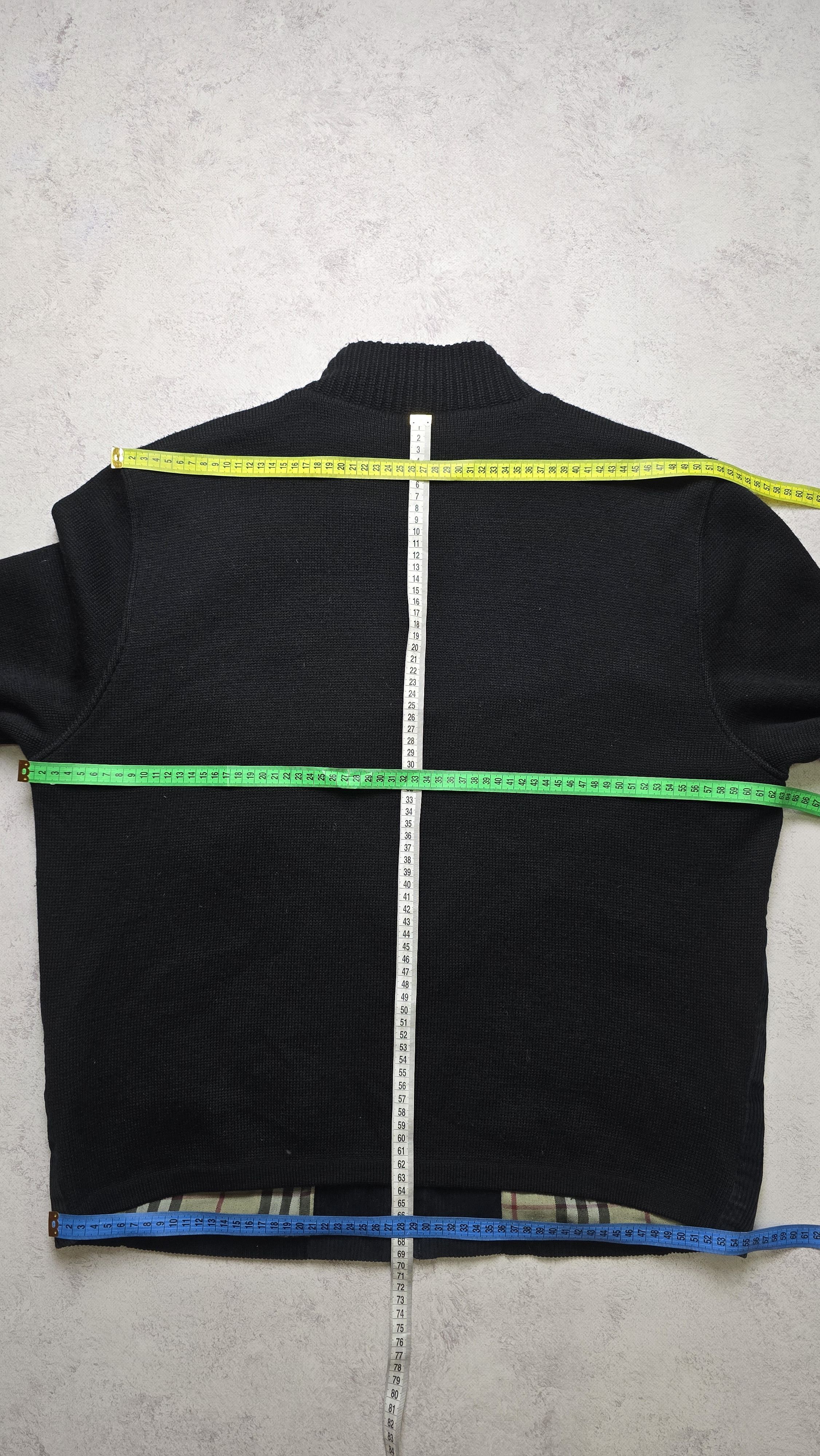 Burberry Sweater Jacket Merino Wool Corduroy Zip Nova Check Lined Size US XL / EU 56 / 4 - 4 Thumbnail