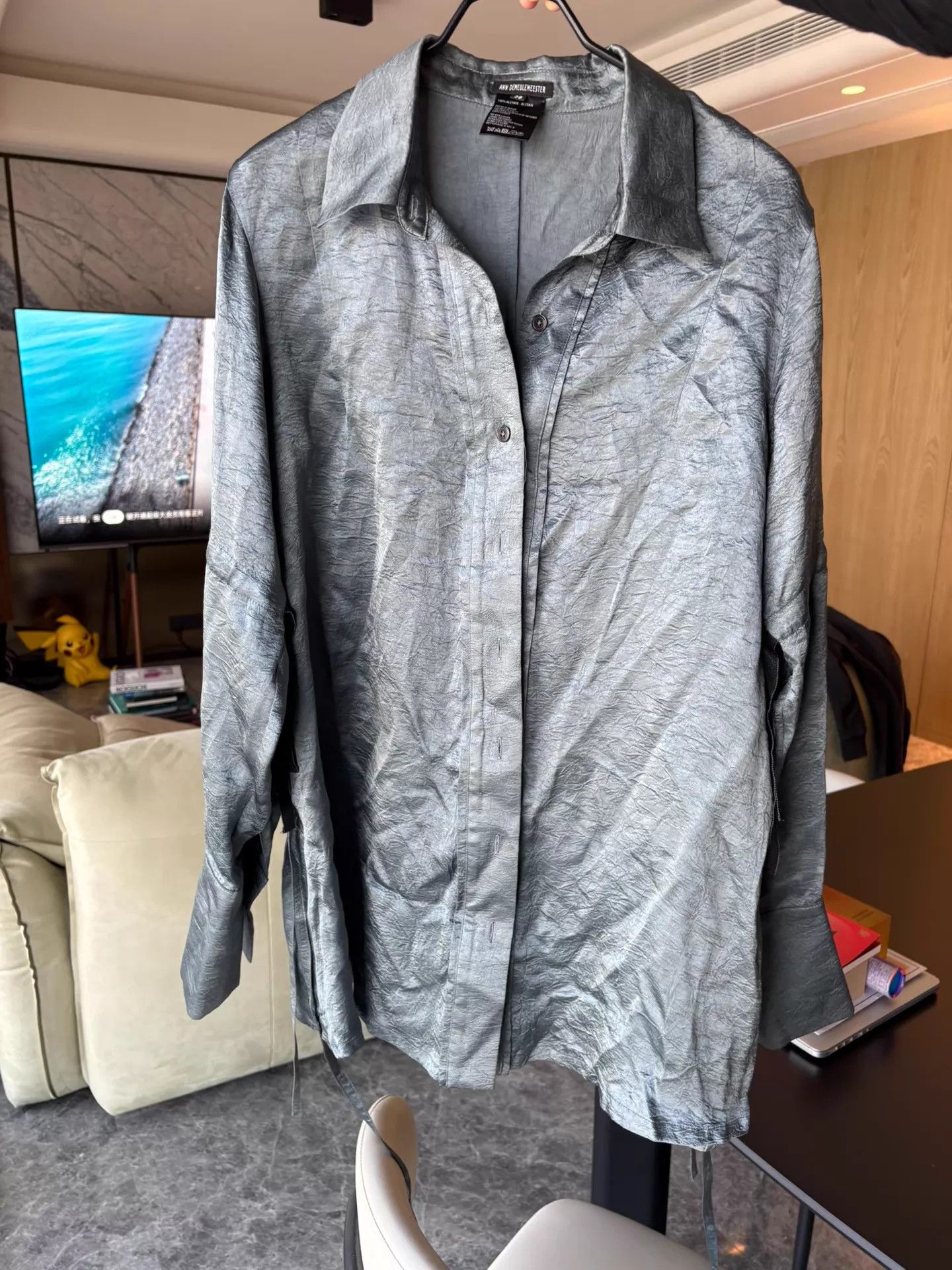 Ann Demeulemeester ANN DEMEULEMEESTER Linen LS Shirt Blue Gray 38 Size XS / US 0-2 / IT 36-38 - 9 Thumbnail