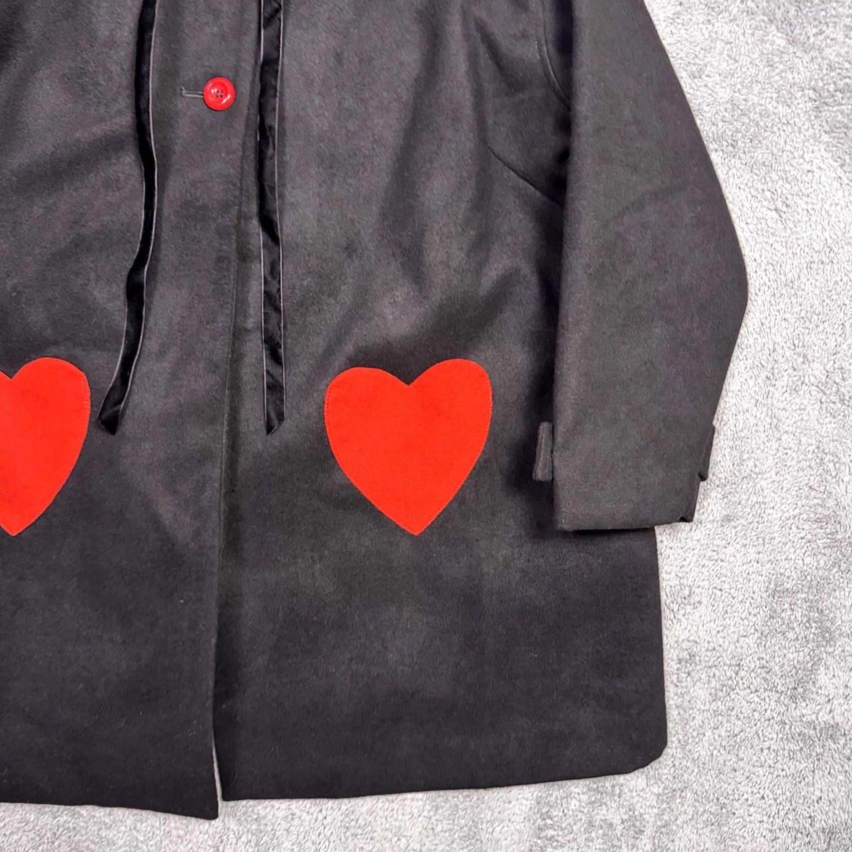 Vintage Hell Bunny Coat Womens 2X 2XL UK 18 Faux Fur Collar Corazon Geometric Red Overcoat Long Sleeve Mid-Length Jacket/Coat Womens Mens? Size XXL / US 16-18 / IT 52-54 - 3 Thumbnail