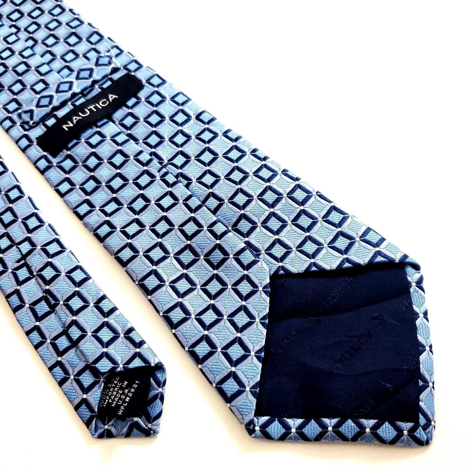 Nautica Nautica Blue Woven Geometric Silk Tie Size ONE SIZE - 5 Thumbnail