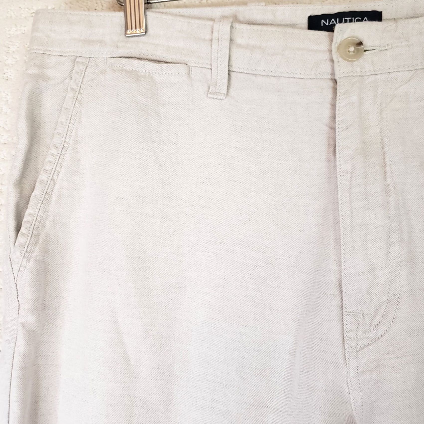 Nautica Nautica Pants Beige Linen Regular Straight 36x32 Men’s Flat Front Size US 36 / EU 52 - 4 Thumbnail