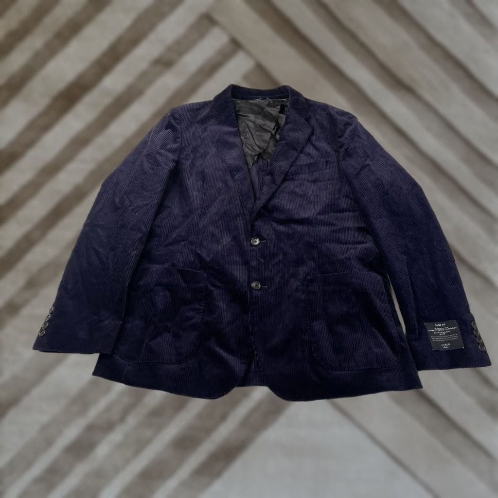 J.Crew VINTAGE J.CREW Blazer Jacket Corduroy Plum Two-Button Slim Fit Navy Dark Plum Mens 44 Regular Notch Lapel Size 44R - 1 Thumbnail
