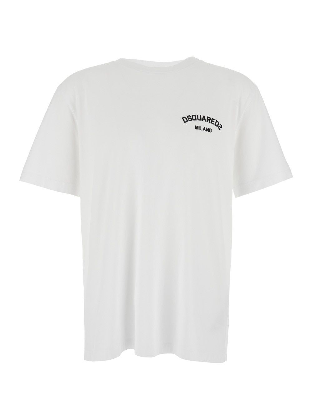 Dsquared2 White Crewneck T-Shirt with Logo Lettering on the Front in Cotton Man Size US XXL / EU 58 / 5 - 1 Thumbnail