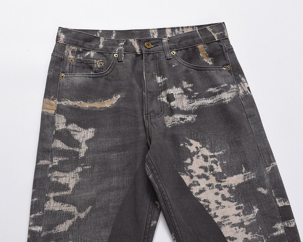 Jean × Vintage Distressed Patchwork Straight Baggy Jeans Size US 31 - 3 Thumbnail